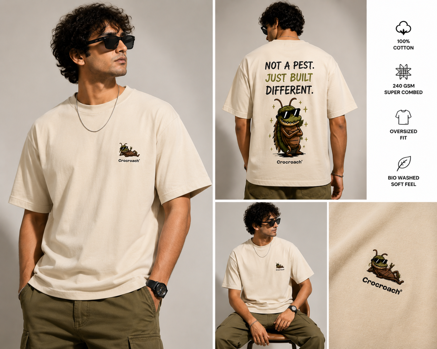 CROCROACH™ BUILT DIFFERENT™ Oversized Tee
