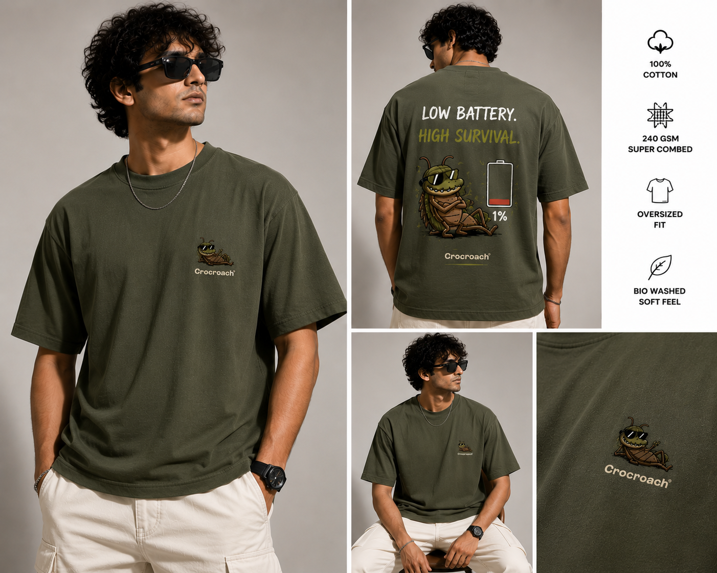 CROCROACH™ SURVIVAL CORE™ Oversized Tee